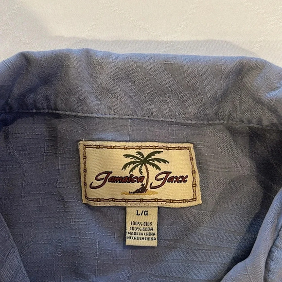 Jamaica Jaxx men’s 100% silk short sleeve button down up shirt large - Picture 2 of 4